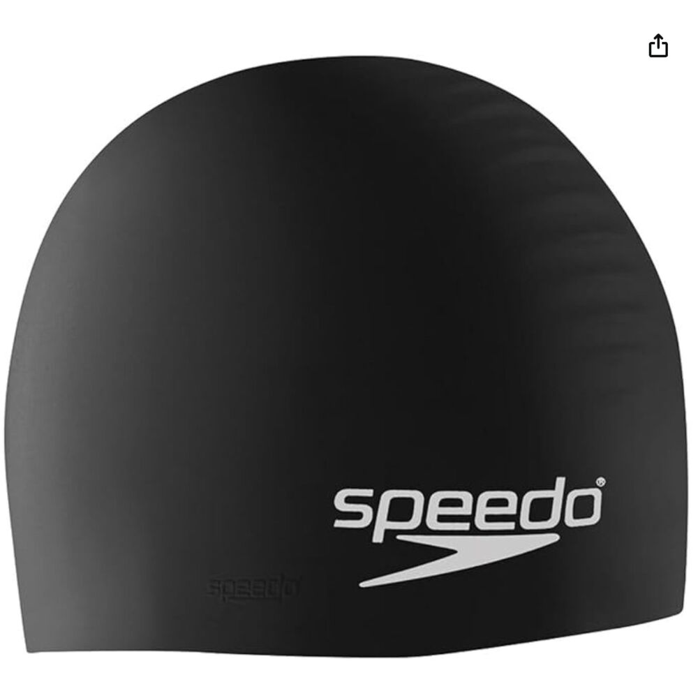 Speedo NWT Black Solid Silicone Swim Cap